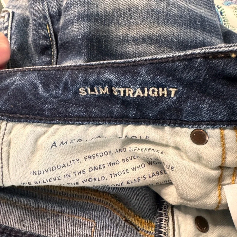 American Eagle Slim Straight Jeans Mens 28x28 Blue Cotton Next Level Airflex